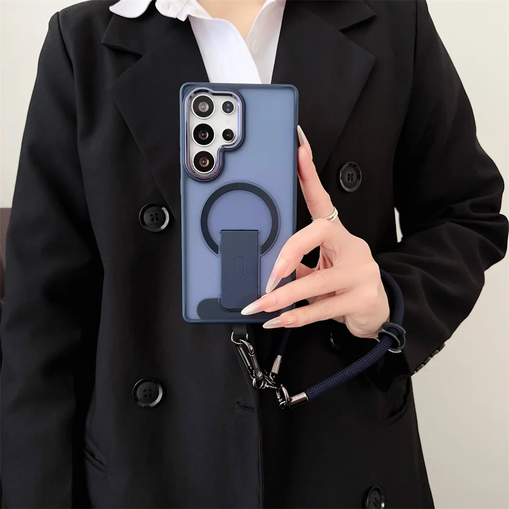 For Samsung Galaxy S26/S26Plus/S26 Ultra/S25/S24 Magnetic Wireless Charging Case with Lanyard Shockproof Bumper Phone Cover