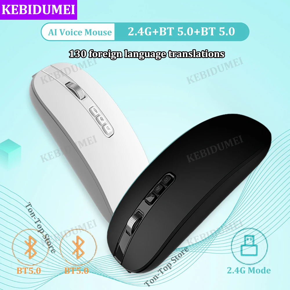 AI Voice Muis Dual Bluetooth Draadloze Muis 2.4G Draadloze Muis Oplaadbare Muis 800-1000-1200-1600 DPI Muizen voor PC Laptop