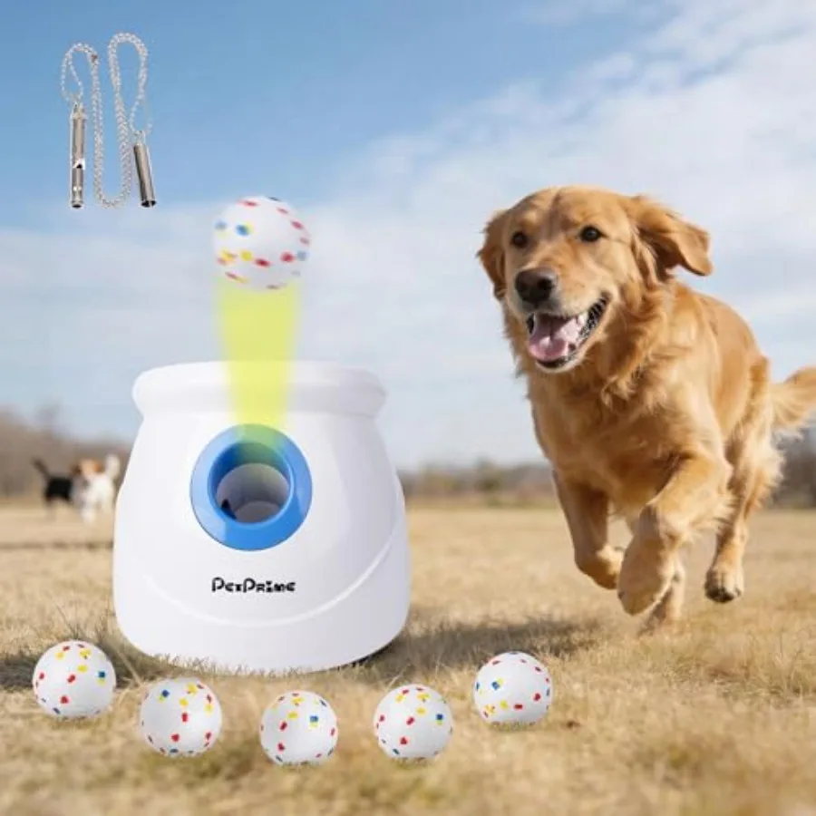 

Усовершенствованная автоматическая пусковая установка для мячей для собак крупных пород, интерактивная перезаряжаемая игрушка-бросатель мячей для собак, регулируемая дальность 10-64 фута, 6P