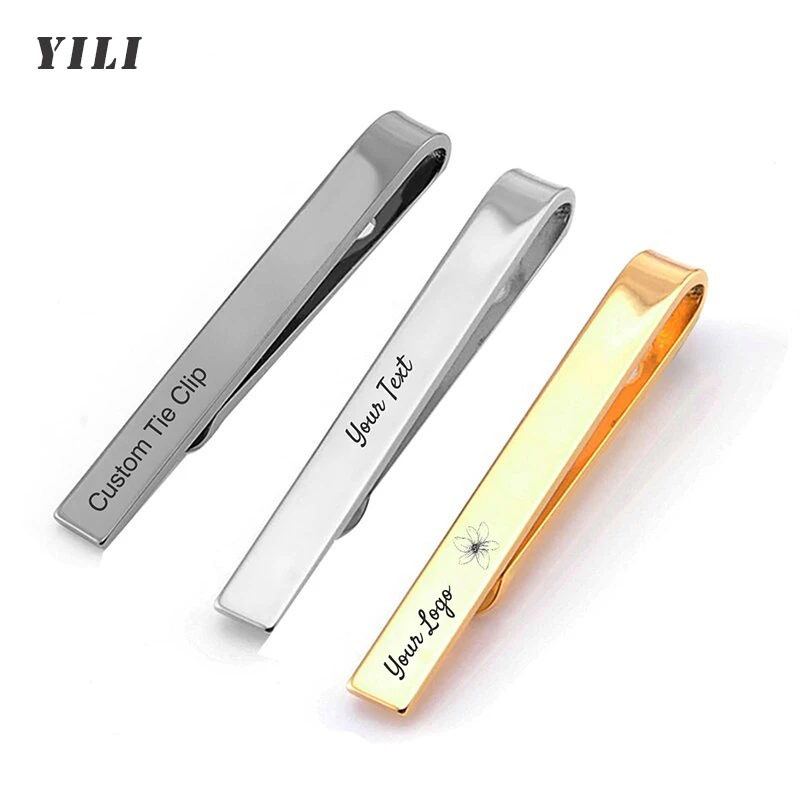 Custom Engraving Tie Clip for Men Personalized Cufflinks Stainless Steel Customized Tie Clip Mans Shirt Tie Pin Gift Jewelry