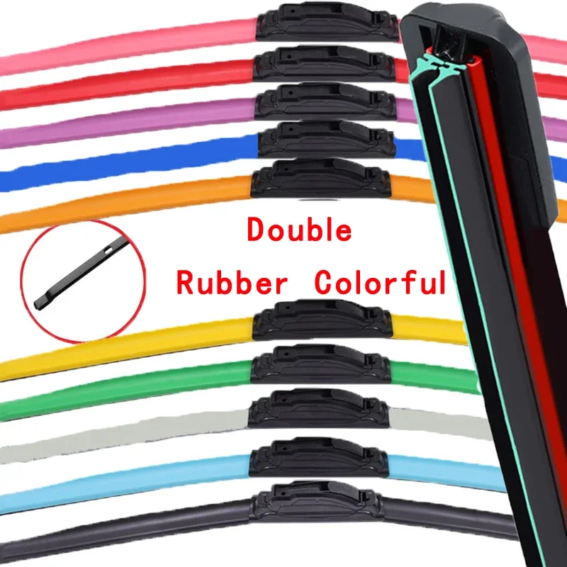 

Colorful BAYONET ARM Car Windshield Wiper blades Universal Soft Double layer Rubber Frameless Bracketless 16" 19" 20" 22" 24"26"