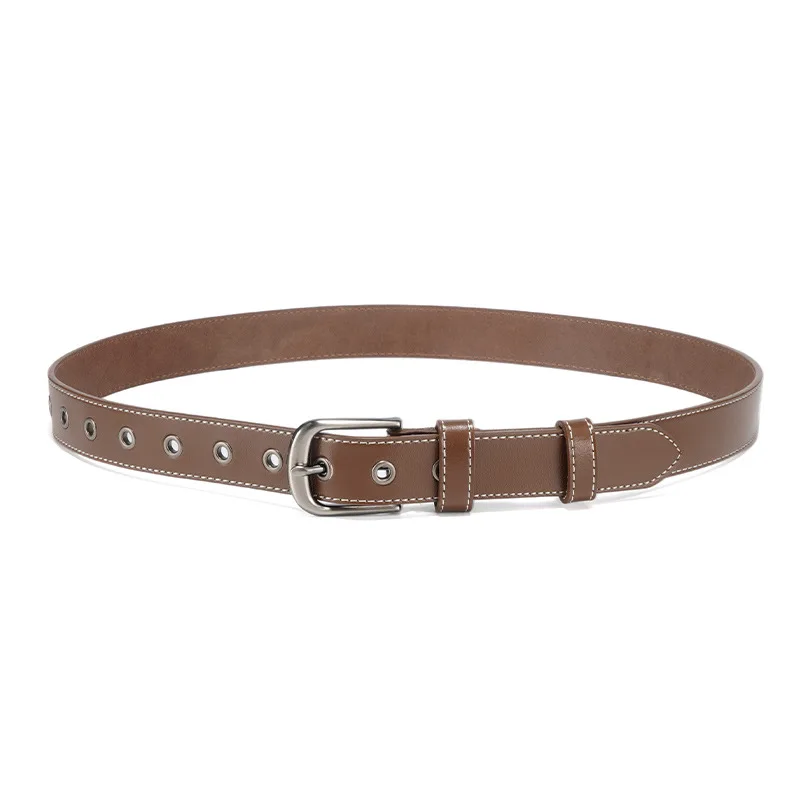 Женский ремень из натуральной кожи, винтажный модный джинсовый ремень, высококачественный ремень с пряжкой