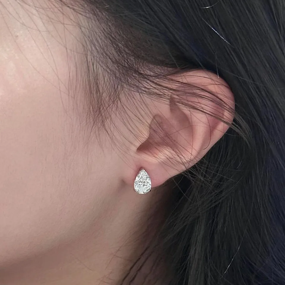 ZAKOL Pear Cut Solitaire White Zircon Mini Stud Earrings Exquisite Crystal Water Drop CZ Earring Jewelry Gift for Women Girls image 3
