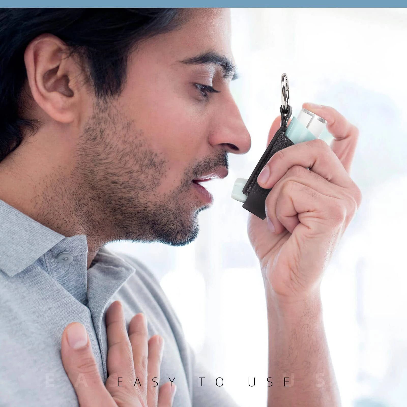 Inhaler Storage Case - Convenient Inhaler Spacer Holder | PU Leather Protective Inhaler Case Keychain With Metal Buckle