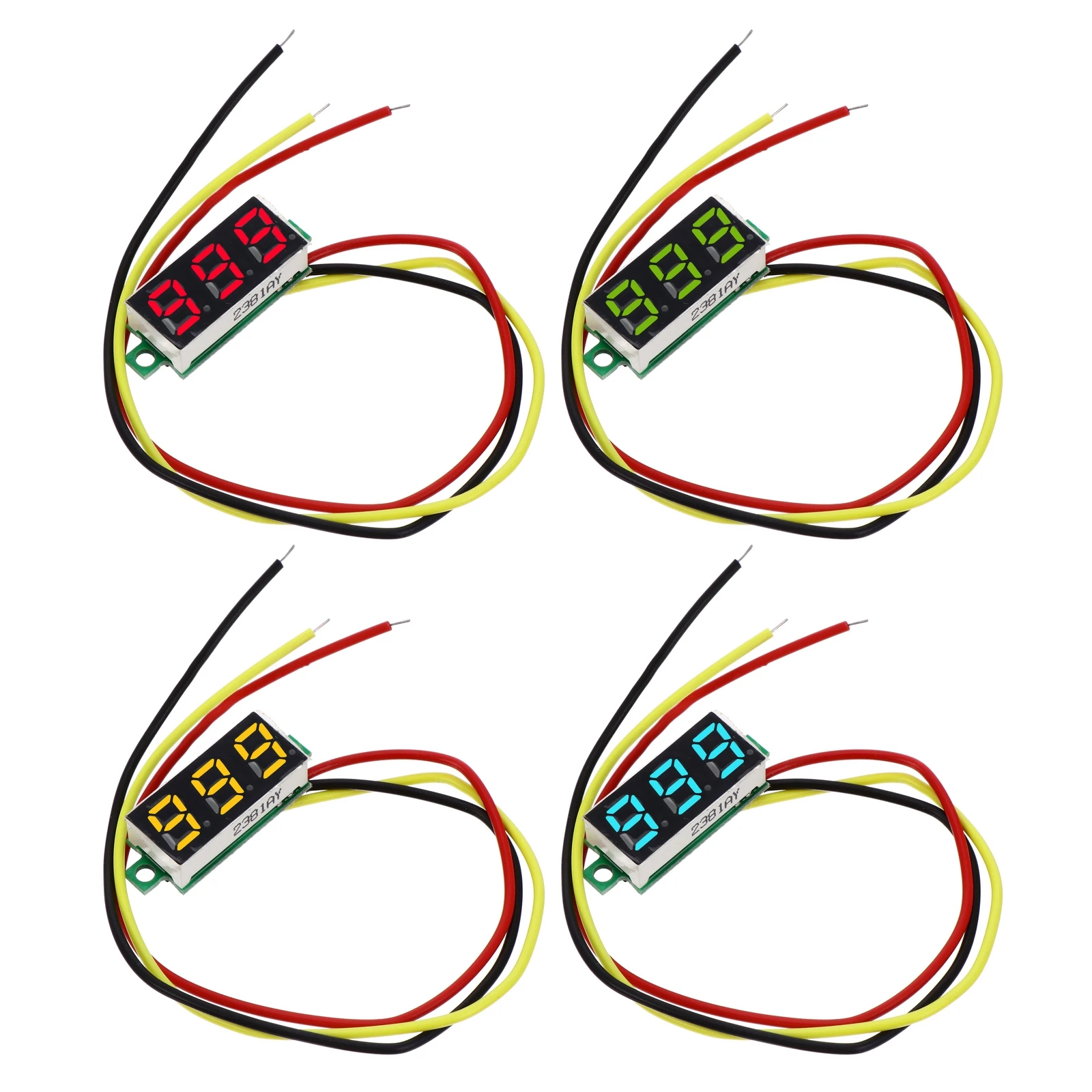 

4pcs Digital Voltmeter Mini Voltage Tester Motorcycle Monitor DC 0 100V Stable Durable Practical Car Accessories