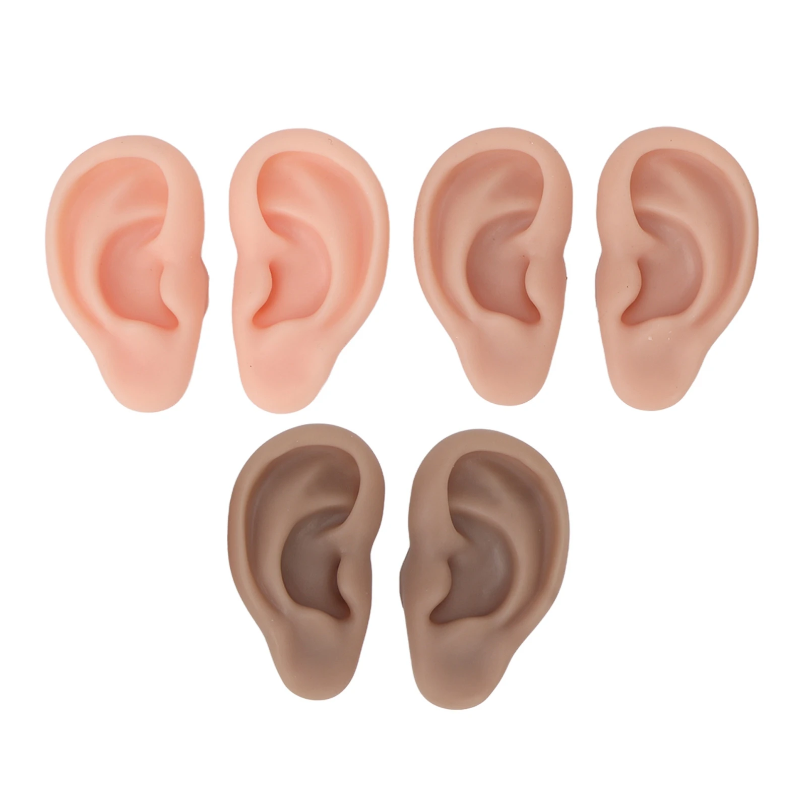 

Simulated Silicone Ear Model 3 Pairs Fake Ear Model Soft Flexible Ears 3 Colors Artificial Reusable for Practice