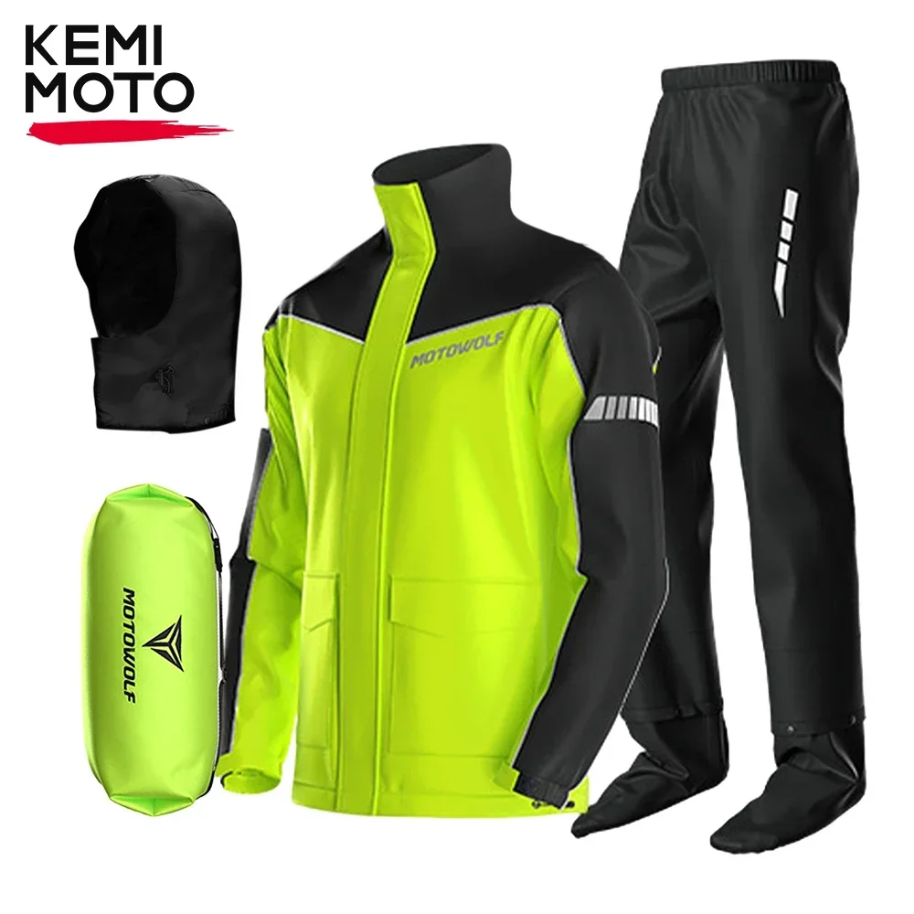 Traje impermeable para motocicleta, chaquetas divididas impermeables, pantalones, conjunto reflectante portátil ligero, cómodo y duradero para