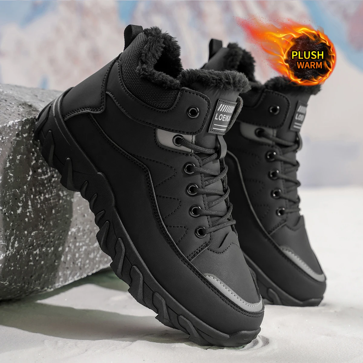 

2025 new men's snow boots, high-top leather boots, winter boots, cold-resistant, popular outdoor wear, durable, with lining