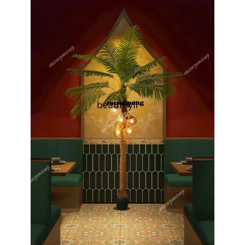 Artificial Coconut Tree Floor Lamp Large Artificial Plant Pot Indoor Decorative Greenery Living Room Bonsai FurnishingsN