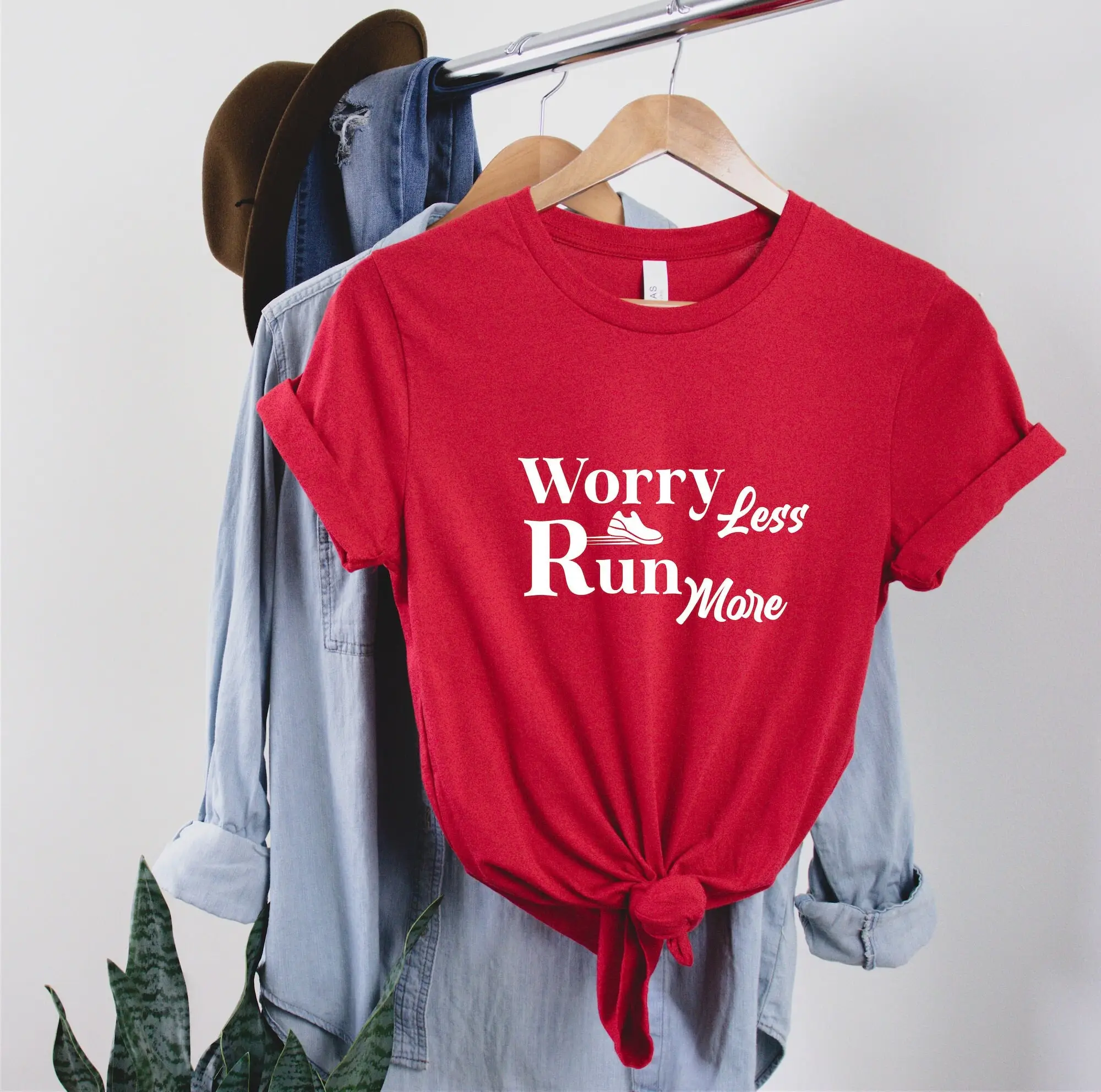 Run More Worry Less shirt Running T Hike Walk Travel Wanderlust Sports Mountain