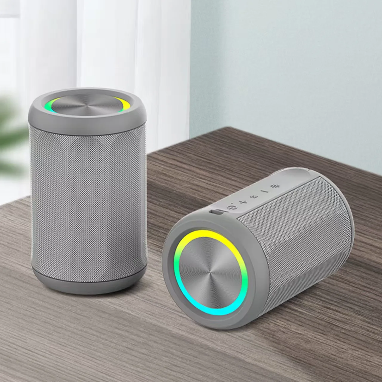 

Waterproof for Bluetooth 5.4 Loud Sound Portable Speakers with RGB LED Lights Deep Bass Wireless Stereo Pairing Metal Plastic