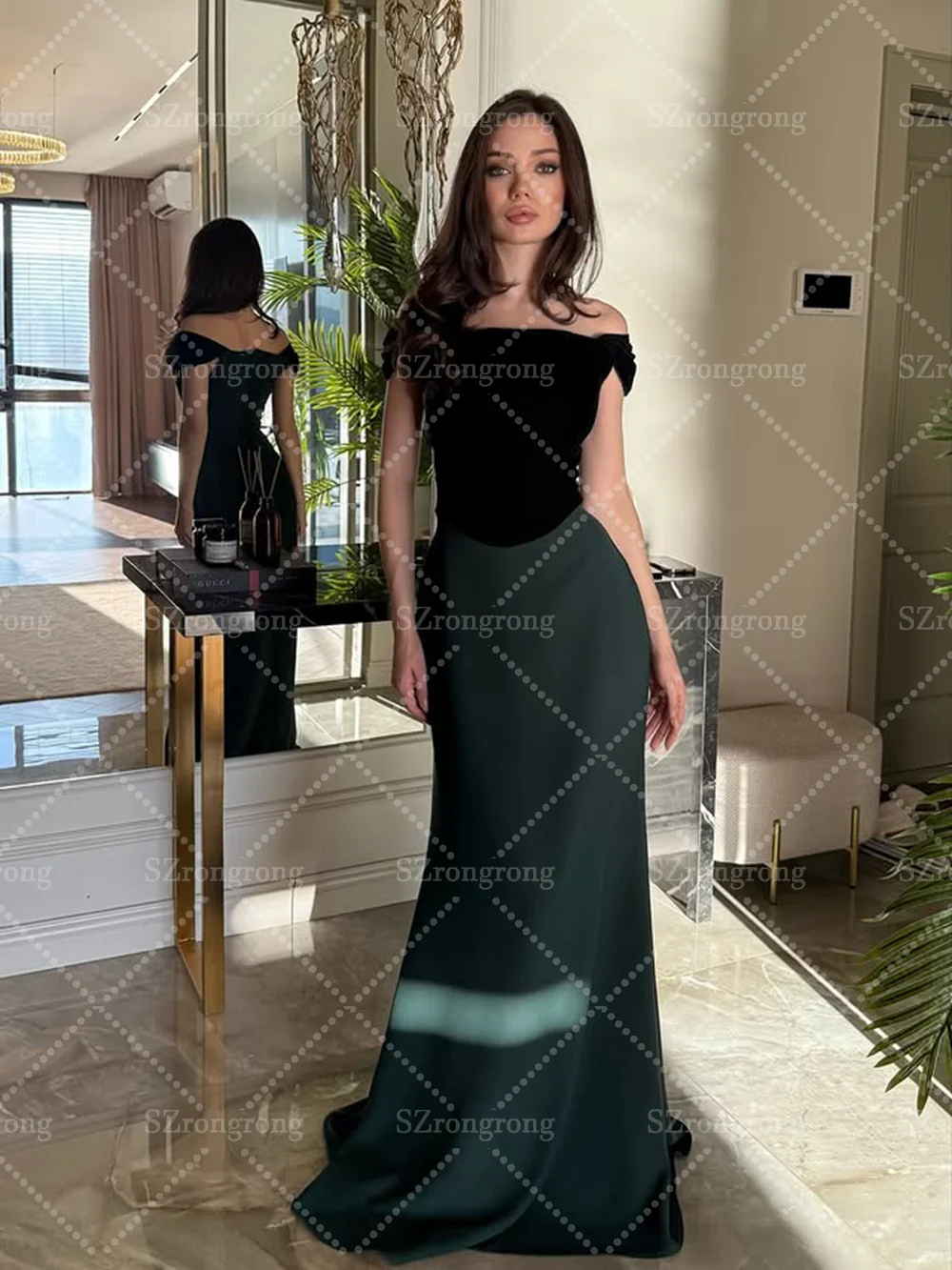 Vestido de noche Formal de terciopelo con cuello cuadrado hecho a medida, vestido de fiesta nupcial largo plisado con cordones en la espalda y tren