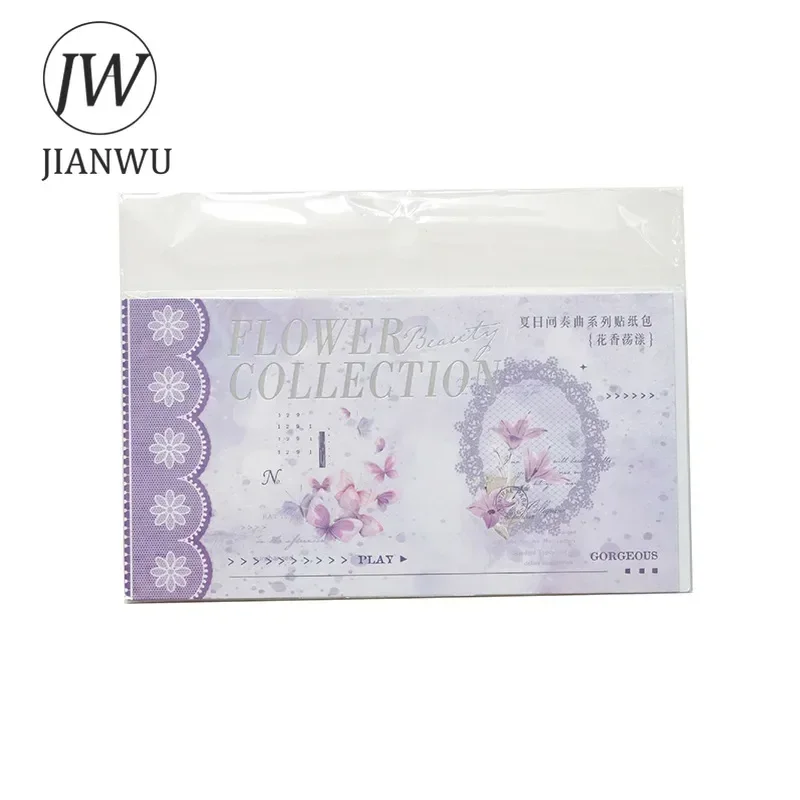 JIANWU Summer Interlude Series Vintage Lace Flower Border Material Collage Sticker Creative DIY Journal Scrapbooking Stationery