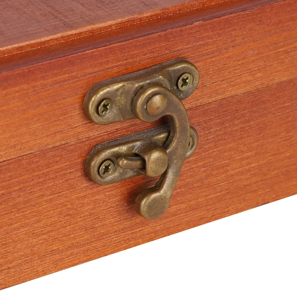 1PCS Solid Wood Material Wooden Storage Box Hinged Lid Design Lockable Closure Pencil Storage Case Jewelry Organizer Box