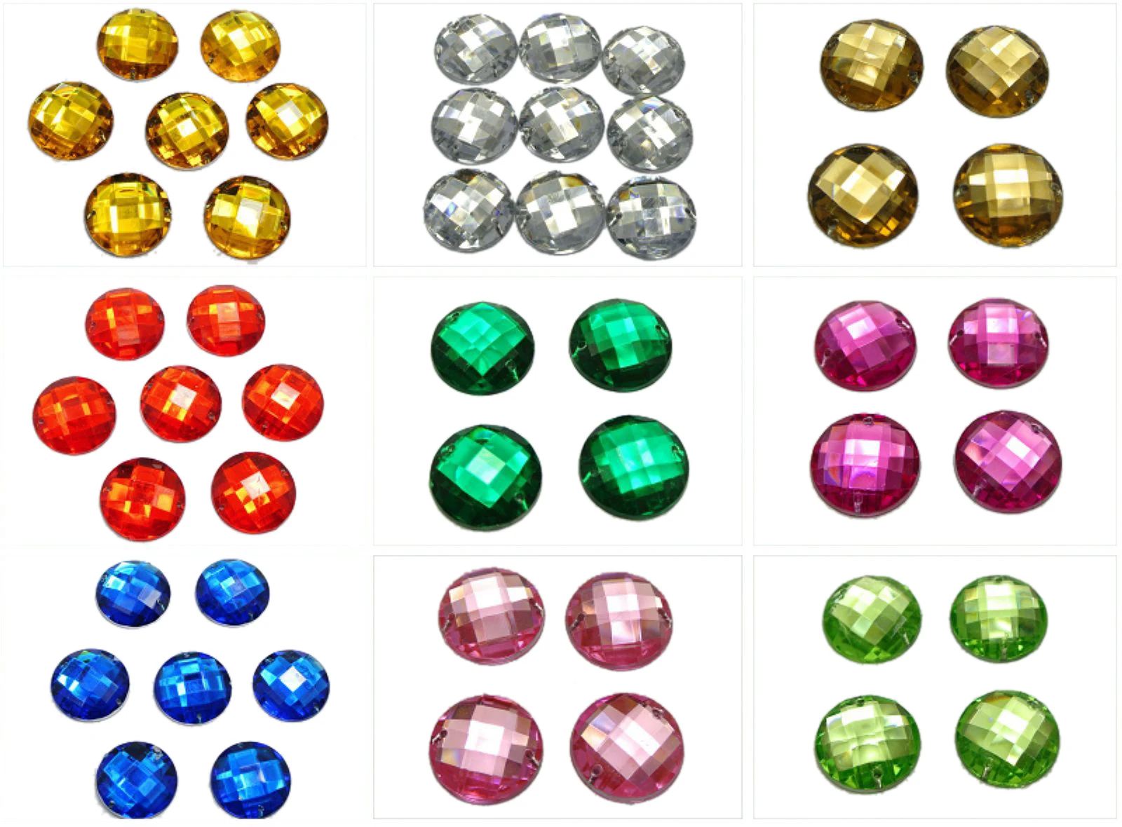 50 Flatback Acrylic Faceted Round Sewing Rhinestone Gems 20mm Sew on beads