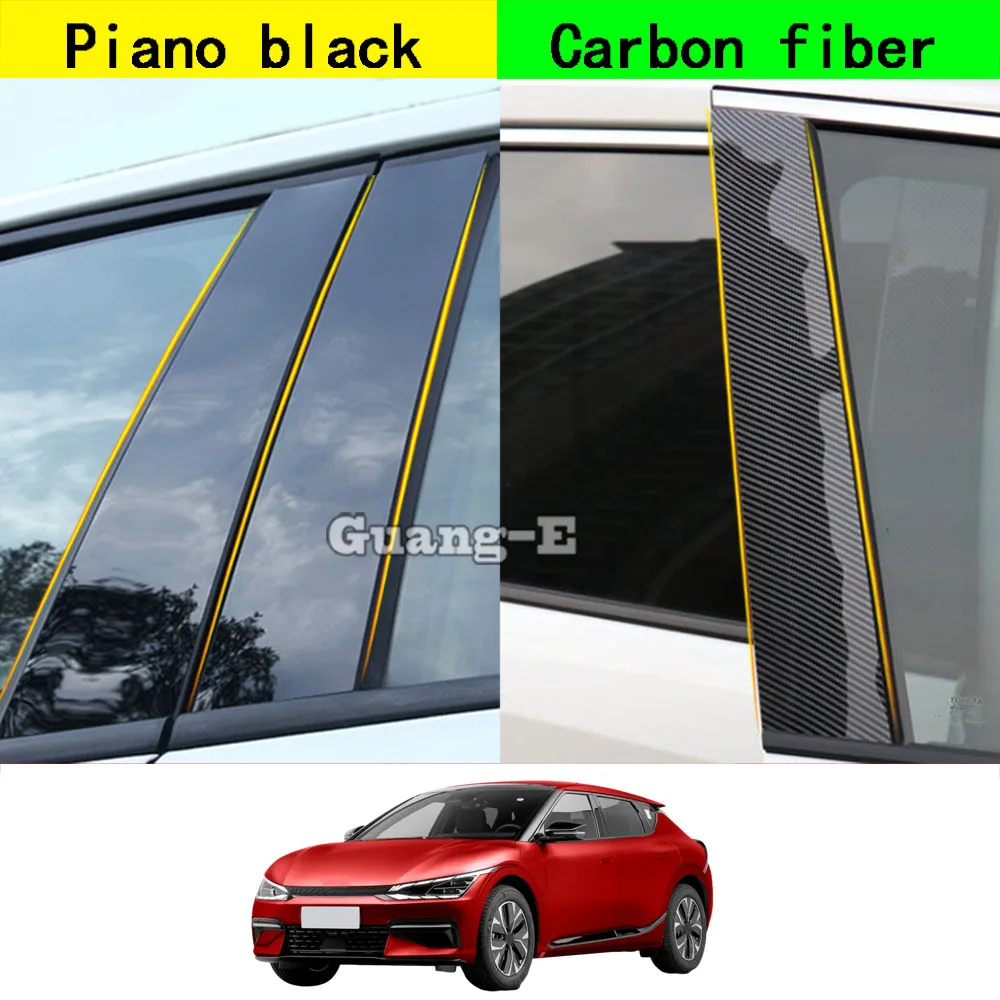 For Kia EV6 GT 2021-2024 Car PC Material Pillar Post Cover Trim Door Trim Window Molding Sticker Decoration Plate 6PCS