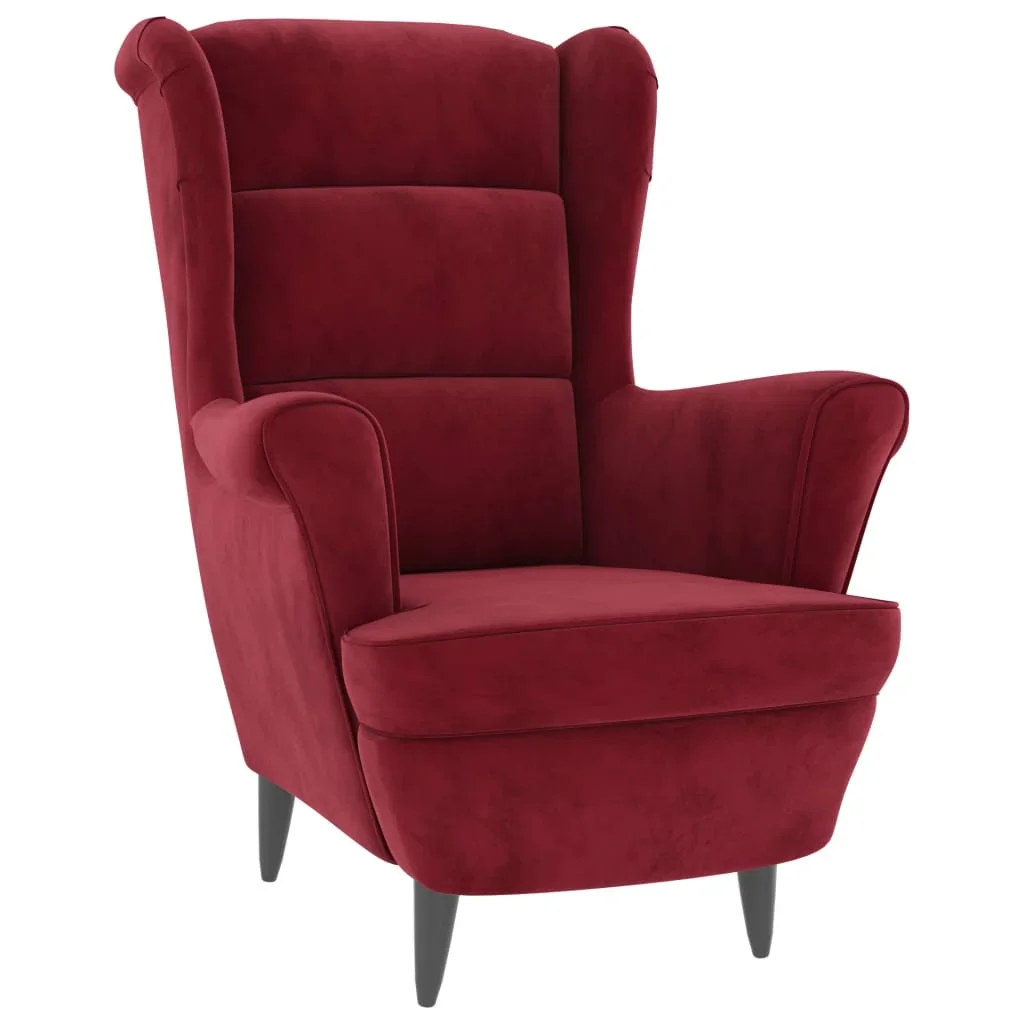 Burgundy red chair velvet modern design furniture Nordic living room home relax leisure luxury armchair