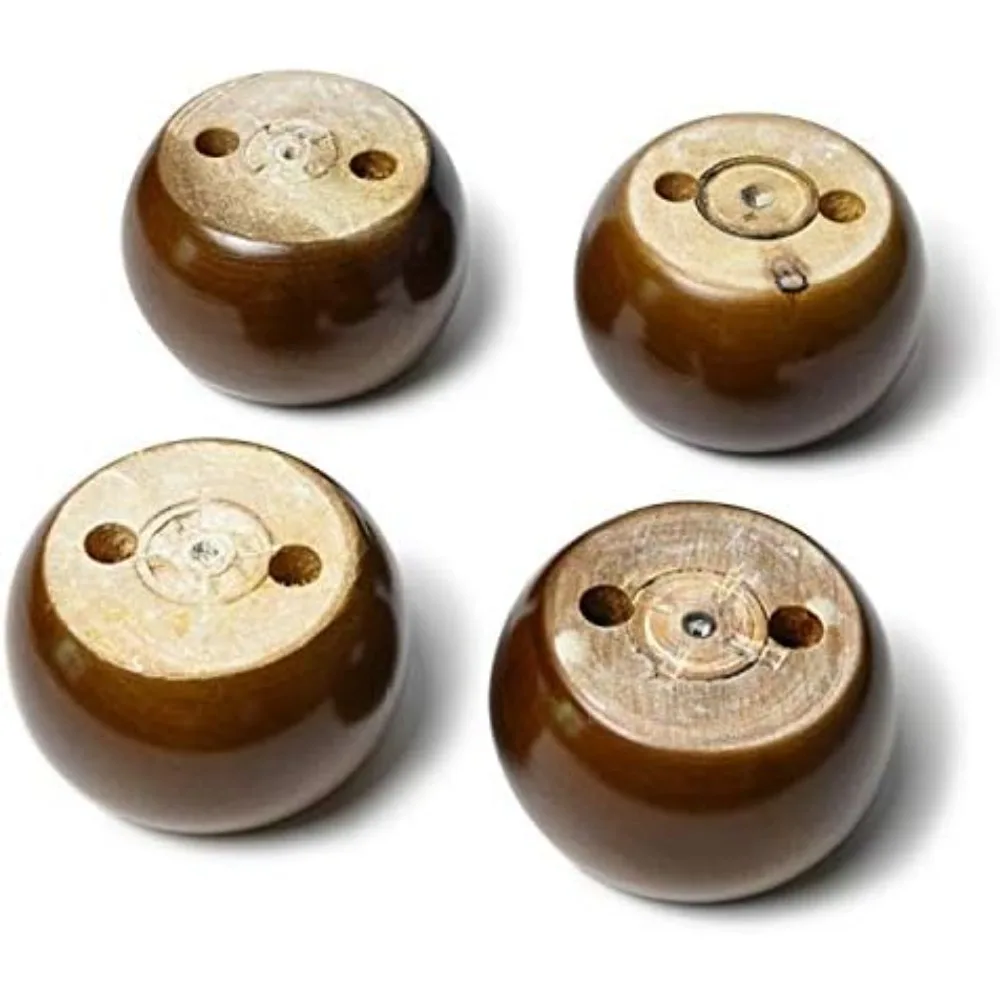 

Pack of 4 Walnut Furniture Legs Round Bun Feet 2 Tall Wood Sofa Legs Replacement Legs for Cabinet Couch Chair Dresser