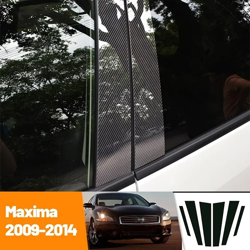 

Car Black Carbon Fiber Doors and Windows B C Stickers Accessories For Nissan Maxima A35 J32 2009-2014 2010 2011 2012 2013