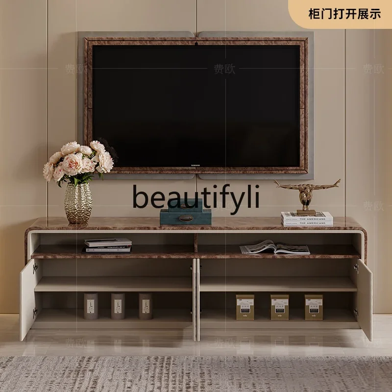 

zx1HLight luxury TV cabinet villa model room living room Italian fashion paint coffee table combination
