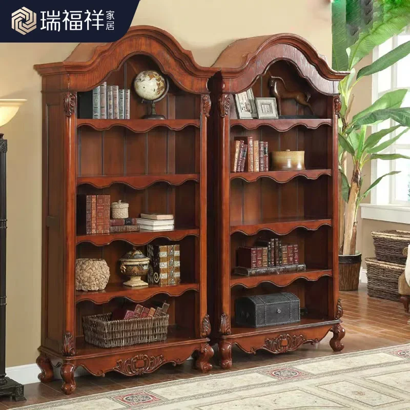 DSA retro American solid wood bookcase open study locker European display cabinet bookshelf