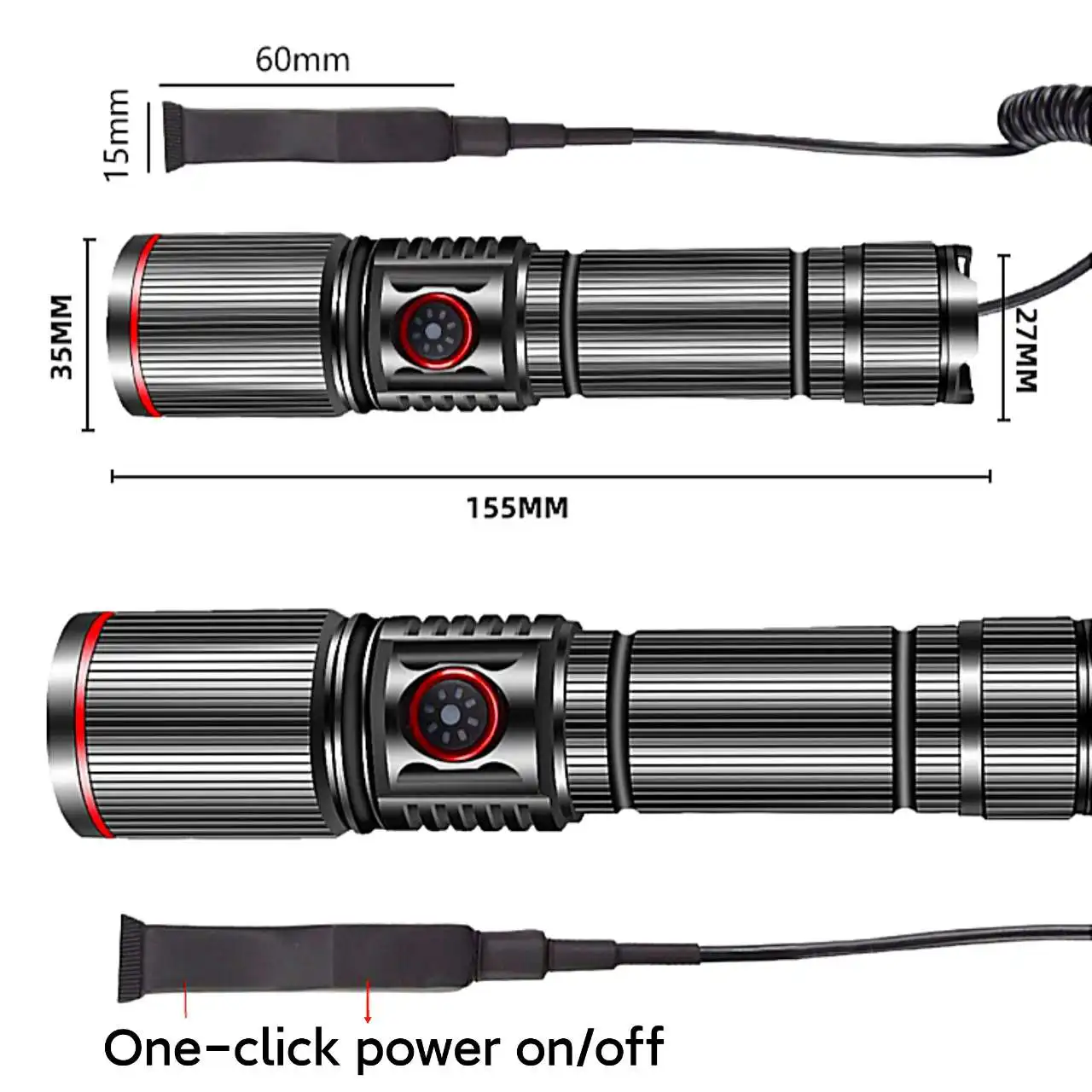 Lighting 3000M Army Tactical Flashlight 500W Powerful Long Range Flashlight with Usb Charging Tactical Lantern Rechargeable Lamp