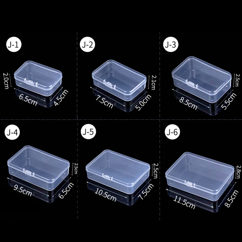 Mini Storage Case Rectangle Clear Plastic Jewelry Case Container Ackaging Box For Earrings Rings Beads Collecting Small Items
