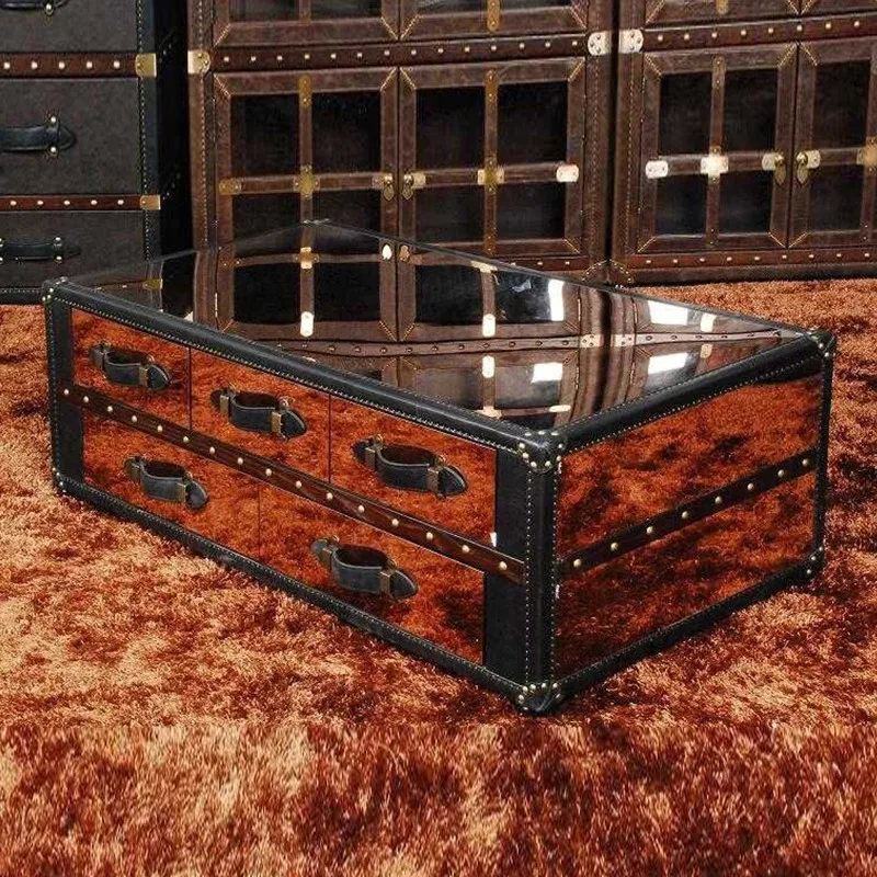 8K mirror stainless steel rectangular coffee table chest cabinet living room sofa coffee table