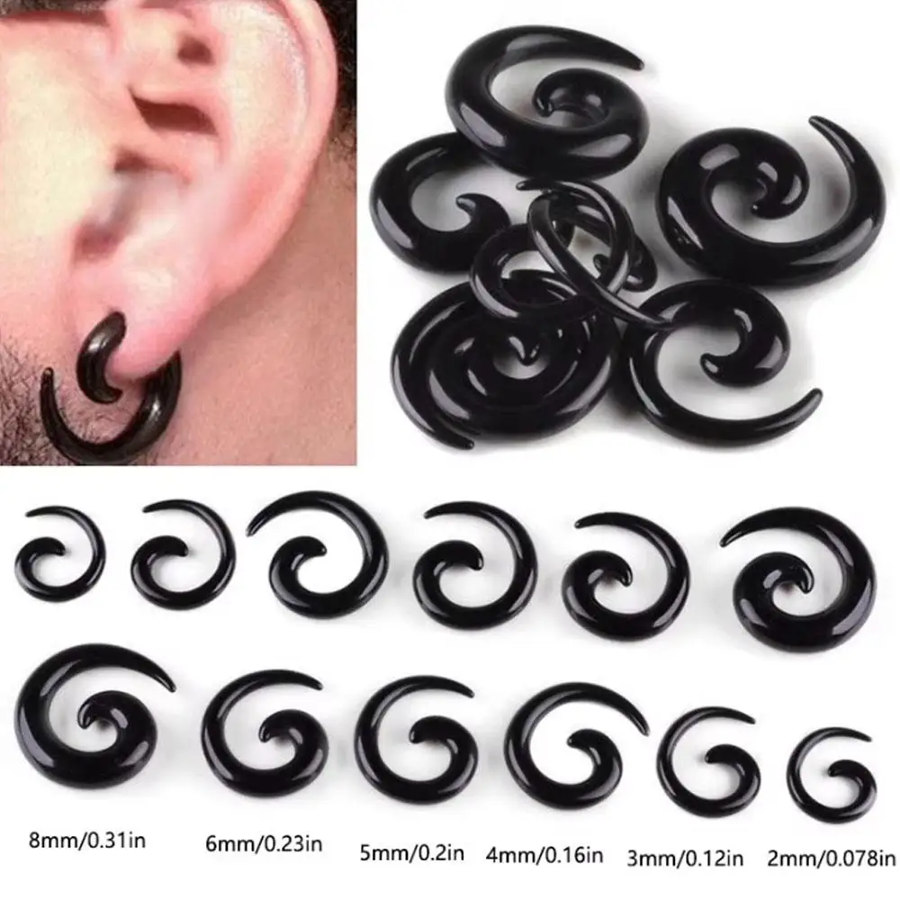 1Pair Acrylic Ear Plugs Ear Tapre Stretcher Kit Twist Tunnel Expanders Starter Ear Piercing Black Body Jewelry For Men and Women