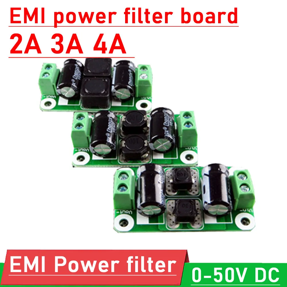 DYKB DC EMI power supply filter board 0-50V 2A 3A 4A EMI Filter Noise Suppressor F/ 12V 24v Audio power amplifier car Switching