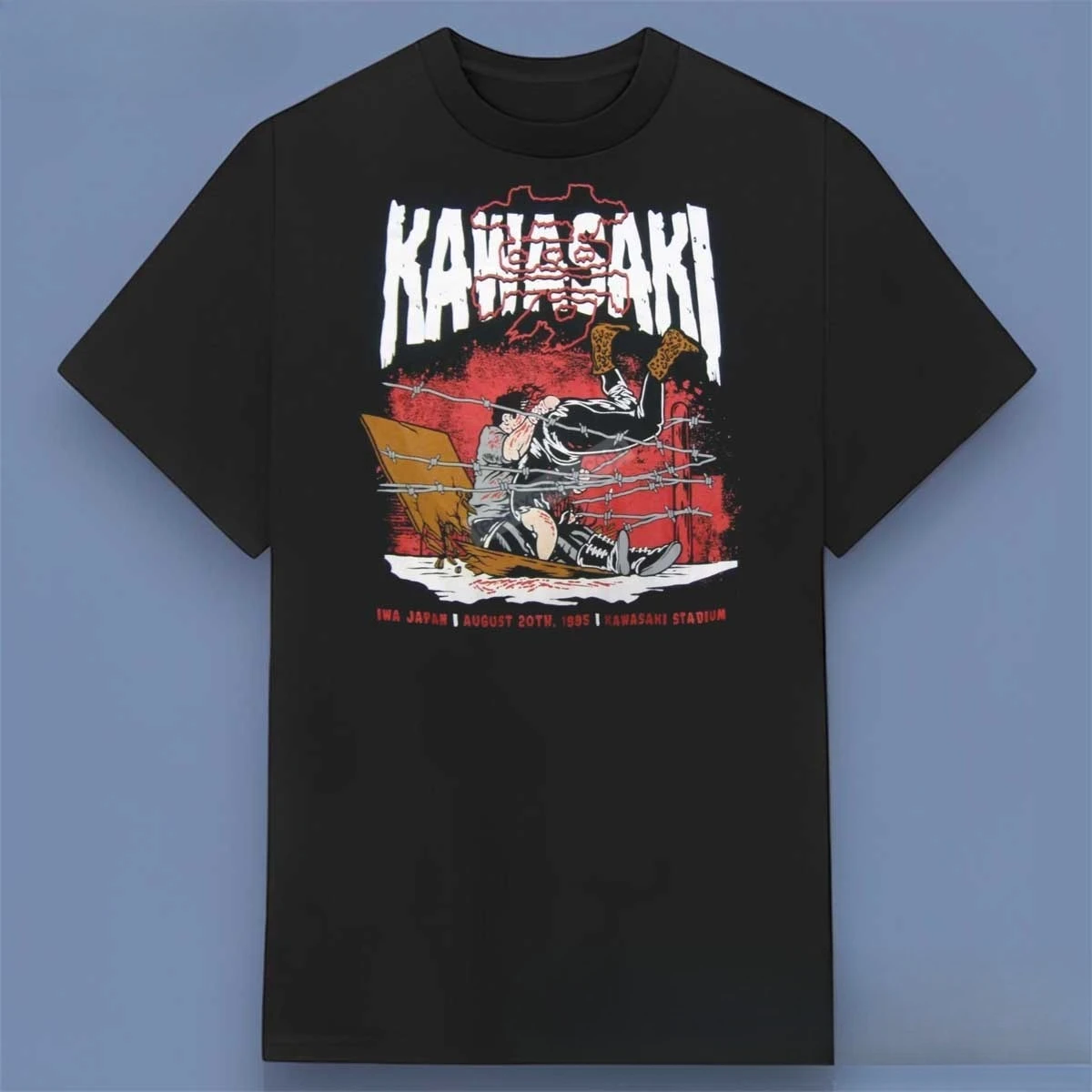 

Kawasaki Stadium IWA Japan 1995 Trend Graphic Printing Summer Luxury Brand Cotton Men's and Women's T-Shirts Short Sleeves