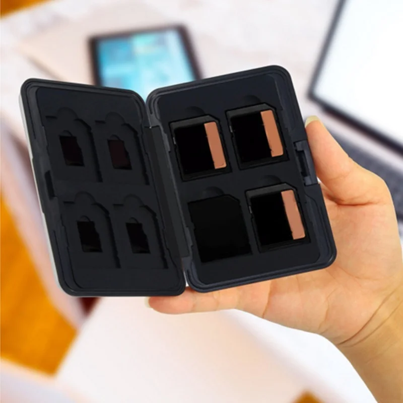 Memory Card Storage Box Hard Wearing Anti Scratch Waterproof Aluminum Storage Card Carrying Case Black