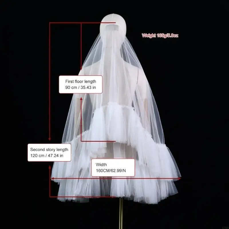 

Fashionable White Meshes Veil Unique Layers Lace Veil Light weight Bridal Veil for Engagements and Themed Celebrations 57BD