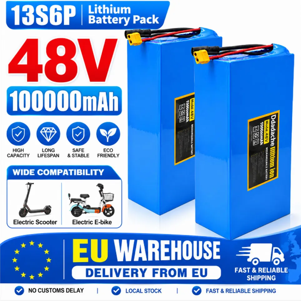 Pacco batterie al litio 13s6p 48V 100Ah con BMS integrato da 30A per batterie di scooter elettrici Citycoco