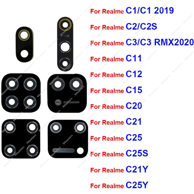 

Rear Camera Glass Lens For Realme C25 C25Y C25S C21 C20 C17 C15 C12 C11 C2 C3 Back Camera Lens Glass with Sticker Parts