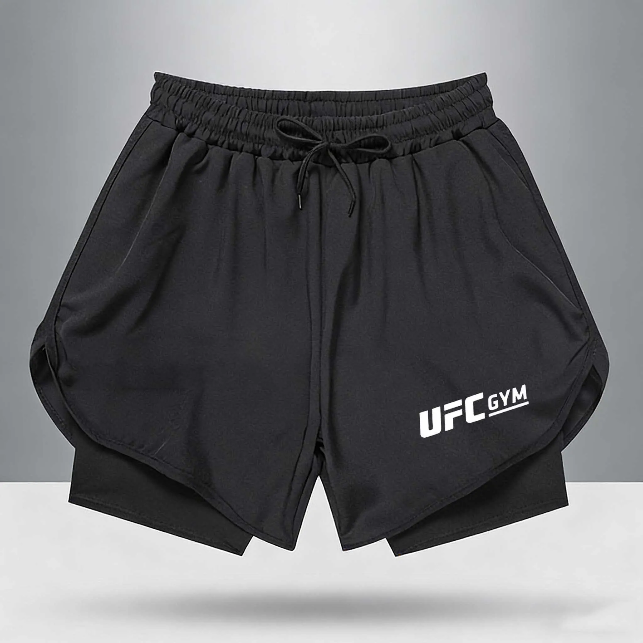 

Летние спортивные шорты для мужчин 2-в-1: двухслойные, с принтом, для бега, фитнеса, тренировок, спорта, модель 2026