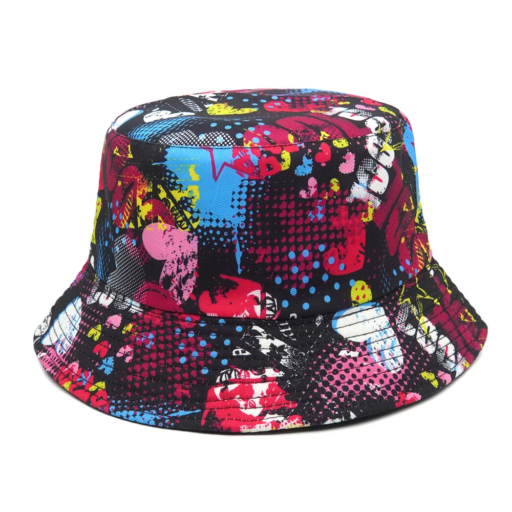 Summer Outdoor Sunscreen Bucket Hat Hip Hop Cap Men Summer Fishing Fisherman Hats Graffiti Hat for Men Women Wild Panama Hats