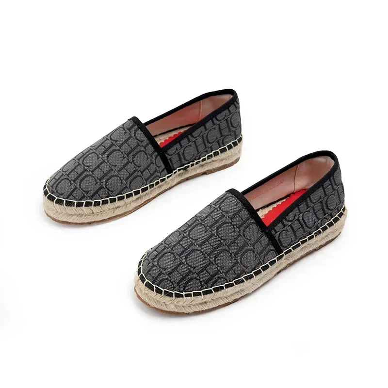 CH zapatos de pescador para mujer 2025 Premium Sense estampado de letras zapatos casuales de alta calidad moda al aire libre zapatos planos de lujo para mujer