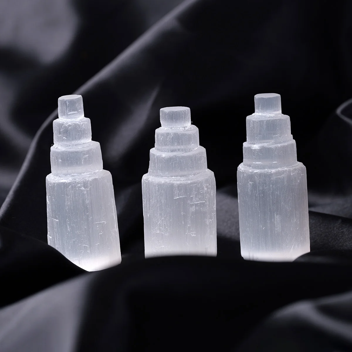 1pc Natural High-Quality Moroccan Translucent Selenite Crystal Tower Ornament for Home Decor