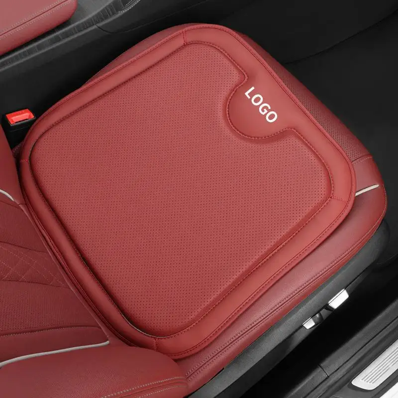 Car Seat Cushion Allseason Universal Napa Leather Driver Front Seat Protector Cover Summer Breathable Seat Cushion For Tesla BMW