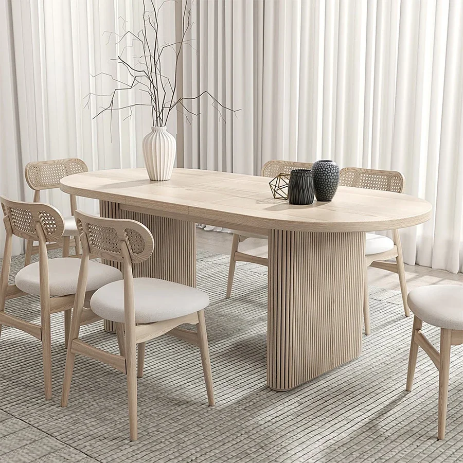 Custom Modern Restaurant Dining Room Furniture Wooden Dining Table Set With 6 Chairs