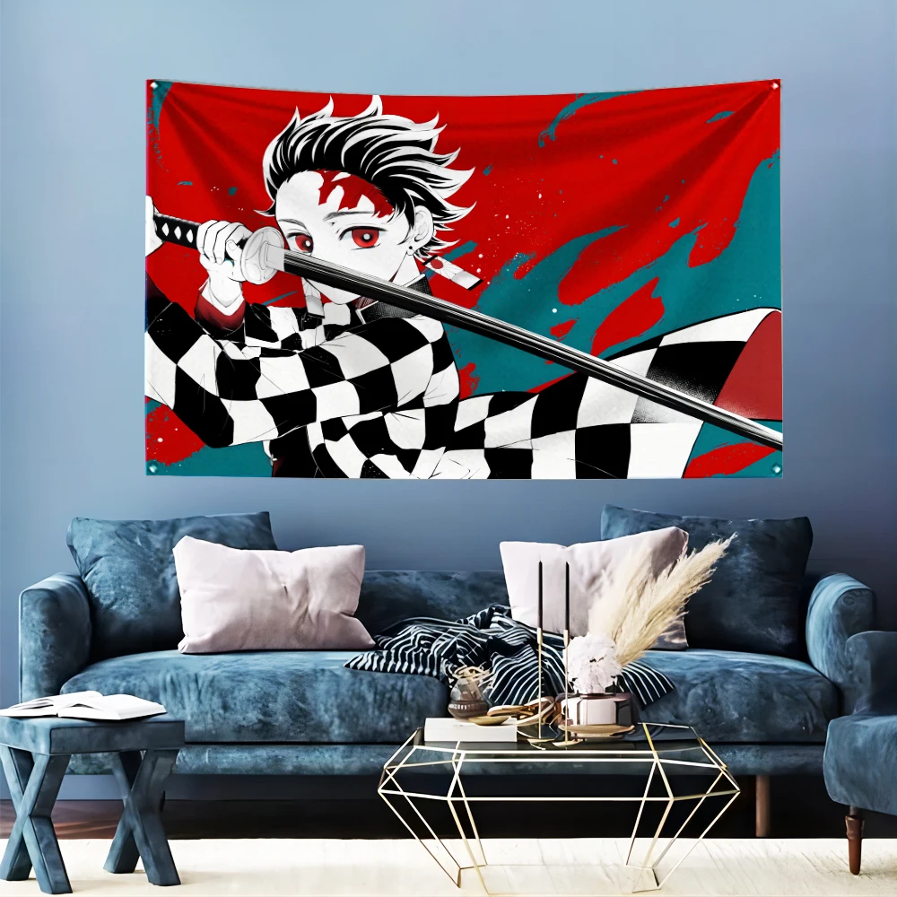 Demon Slayer Kimetsu no Yaiba 3x5 Ft Flag Polyester Digital Printing Banner Garage Wall Art Out Door Decoration With Grommets