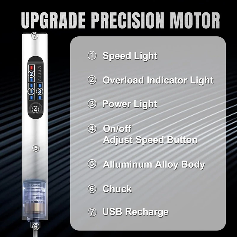 A19F-USB Rechargeable Engraving Pen Engraver,Cordless Rotary Tool For Jewelry Making, Metal Wood Stone Plastic Glass, White