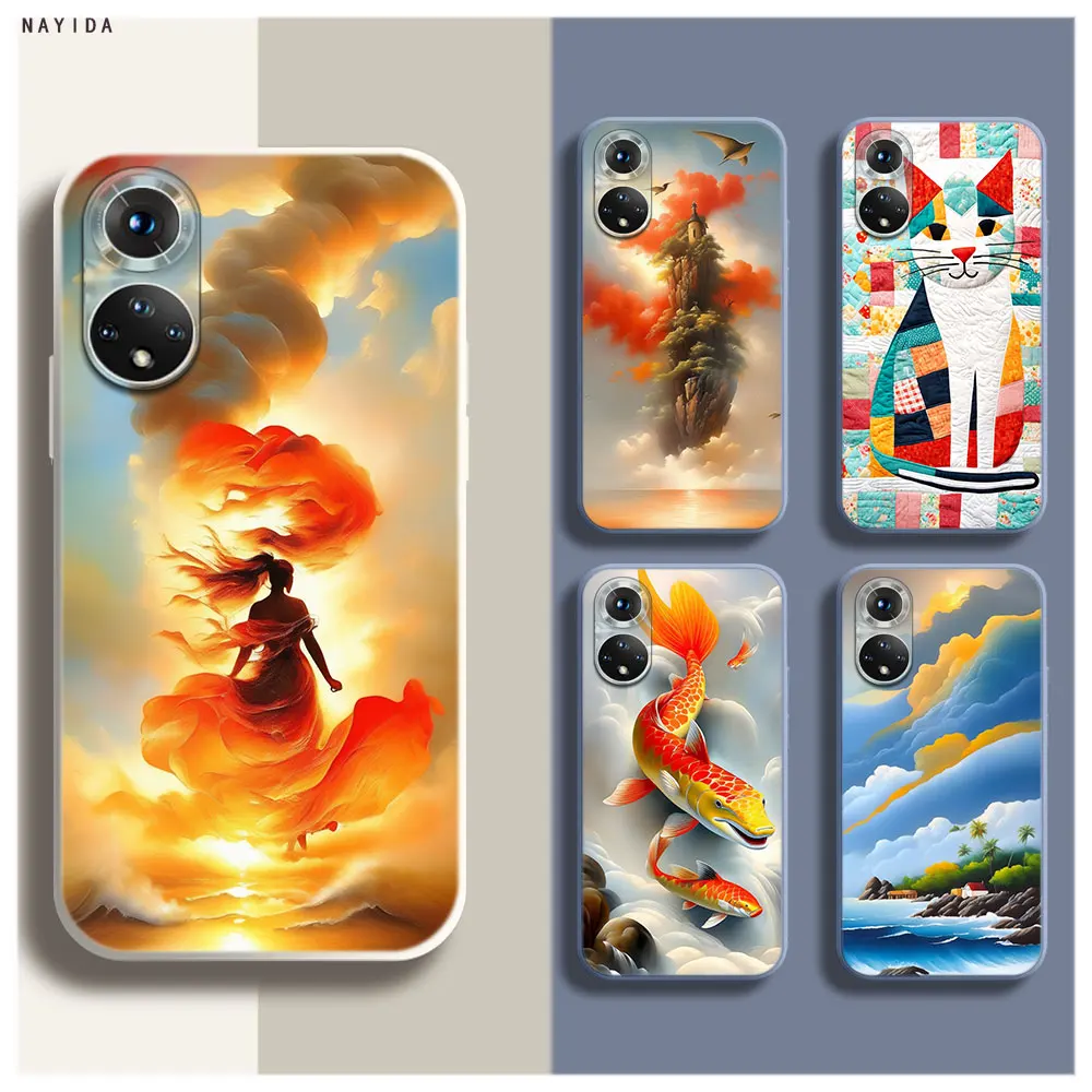 Phone Case For Honor 70 50 X6A X9B X7A X8A X9A Soft Silicone Original Cover Artistic oil painting