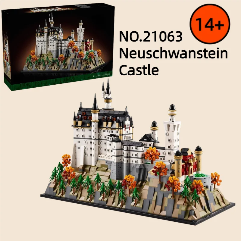 MOC 21063 Neuschwanstein château bloc de construction brique Art et artisanat Architecture vue sur la rue 3455 pièces modèle jouet cadeau de noël