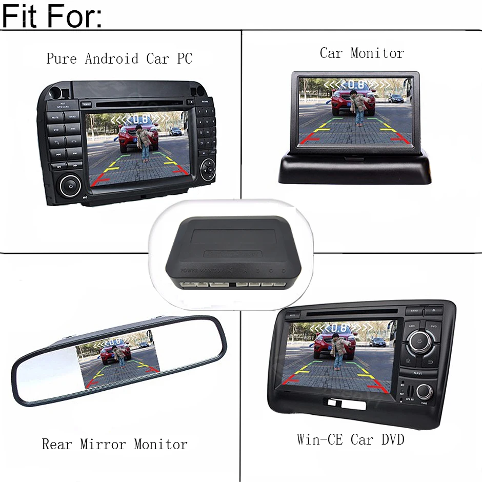Video Parking Sensor Kit Car Reverse Backup Radar Assistance Auto Monitor Digital Display forMonitor Camera System