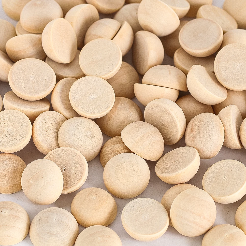 D2 50 قطعة 15 مللي متر نصف كرات خشبية لم تنته سبليت الخرز نصف الكرة DIY بها بنفسك الطلاء مشاريع الحرفية لعبة لوازم ديكور المنزل الزينة