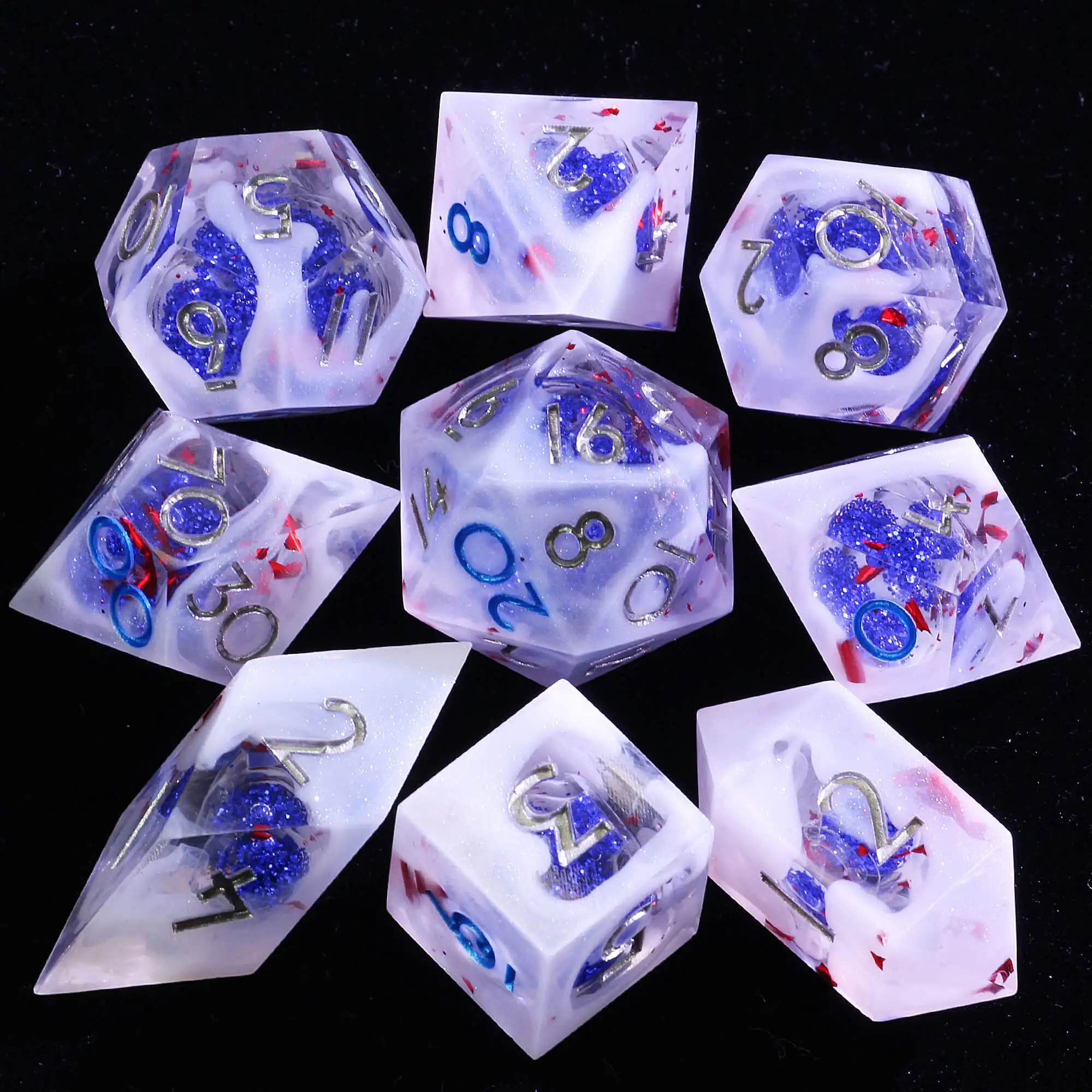 

Набор из 9 многогранных кубиков с жидким полимерным сердечником DD, серия Veiled Abyss