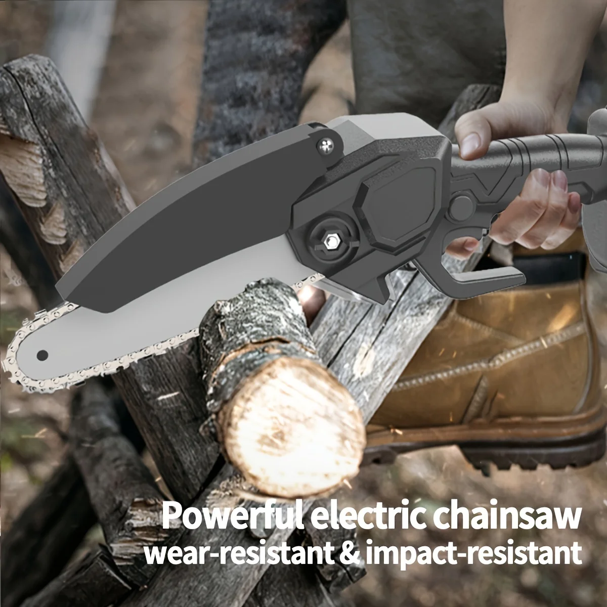 ZNLYRION Mini Cordless Chainsaw Portable Handheld Electric Chain Saw 4.7 Inch Cutting Diameter Powerful Motor For Tree Branch Bamboo Pruning