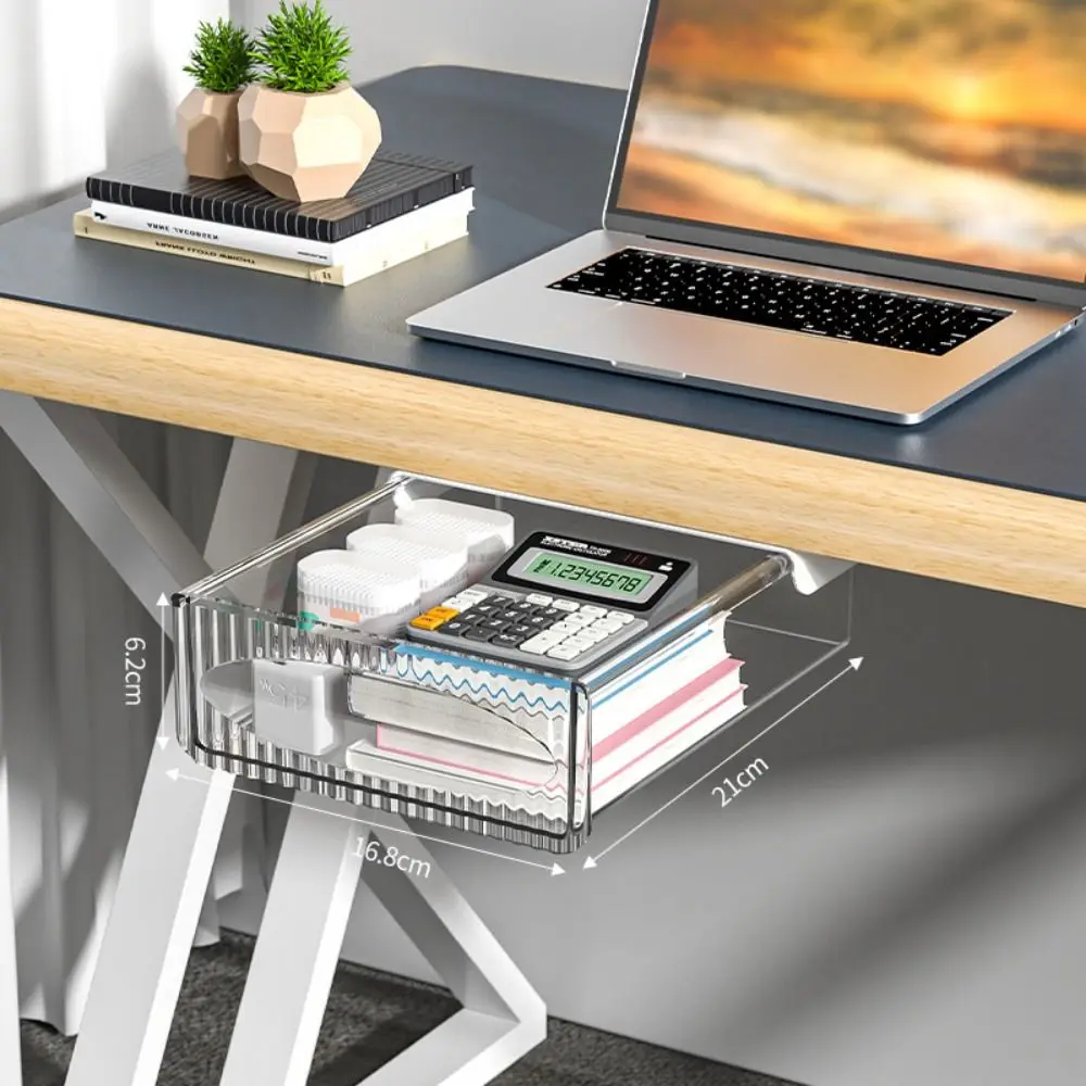 Undertable Drawer Storage Box  Hanging Bedroom Dormitory Office Table Pasting Non Punching Table Bottom Storage